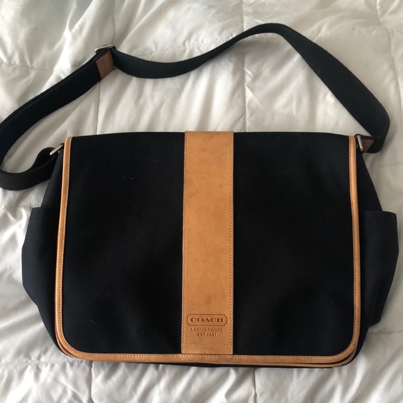 Coach leather and canvas laptop messenger bag